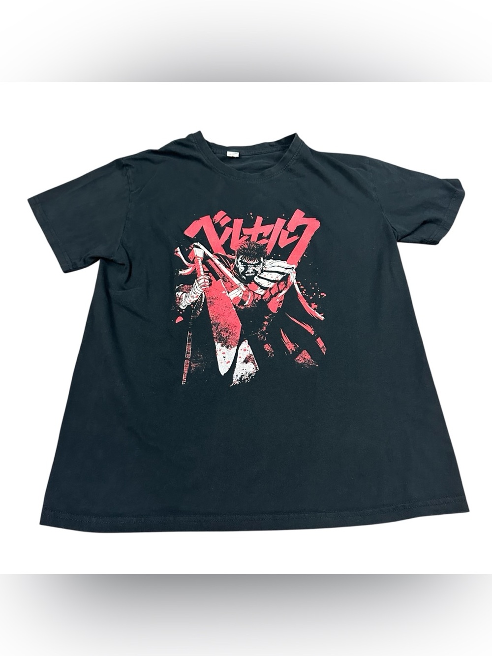 Berserk Guts Anime Manga Graphic T Shirt Black Red Japanese Men’s Medium